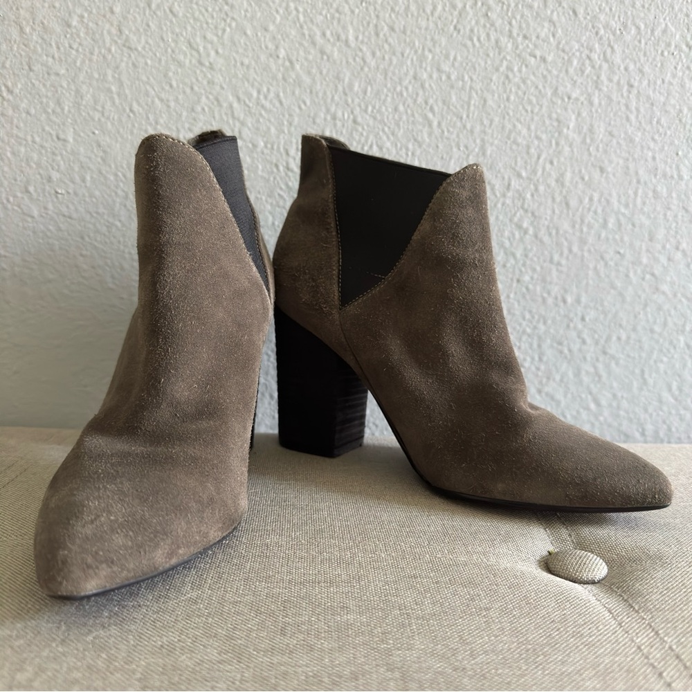 Genuine Suede Dark Grey Heeled Boots